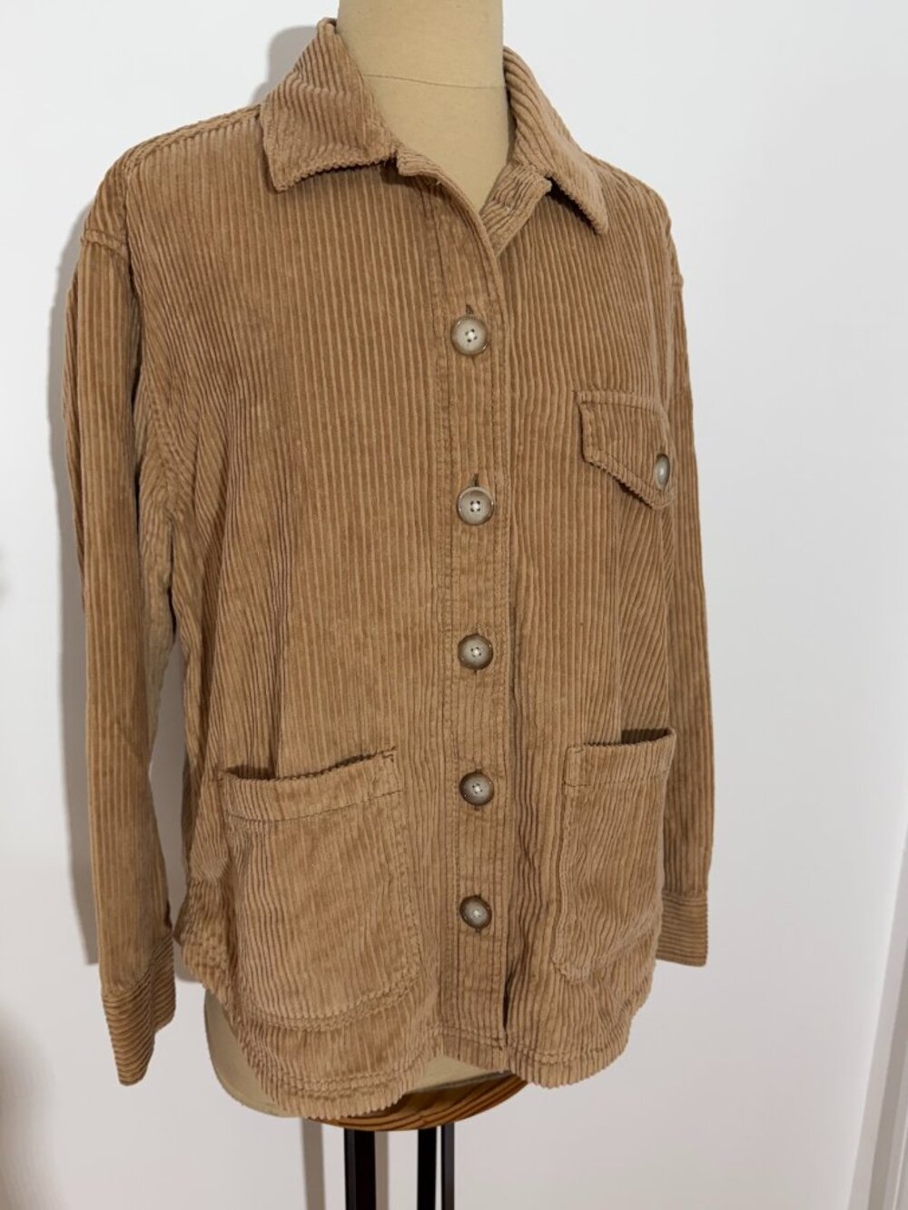 American Eagle Outfitters Beige Corduroy Button Shirt NWT